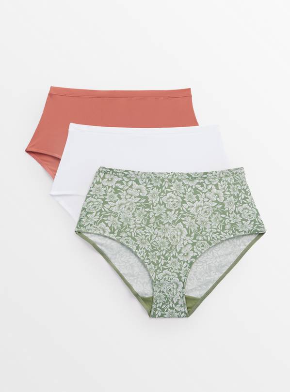 Floral & Plain Full Knickers 3 Pack 16